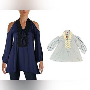 Small Love Scarlett Blue Cold Shoulder Blouse
